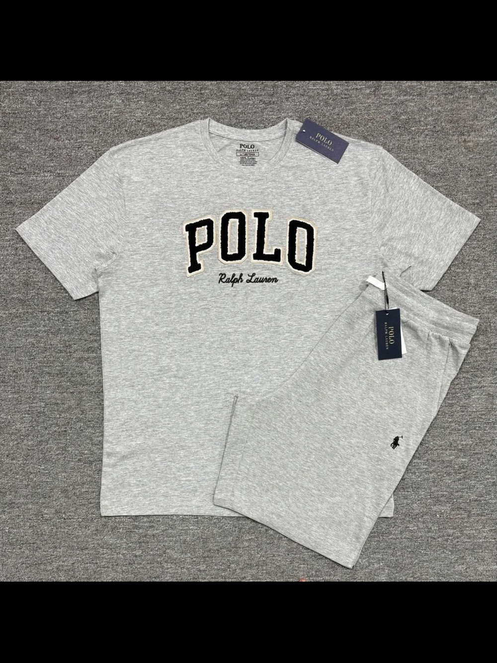 Polo by Ralph Lauren Light Gray Athletic Shorts & Tee Set